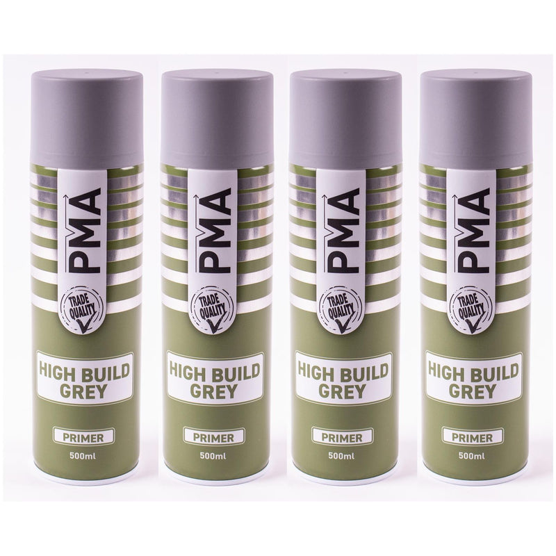 4x High Build Primer - 500ml Spray On Paint - Autotek Grey Aerosol High Coverage PMA - Dynamic Drive