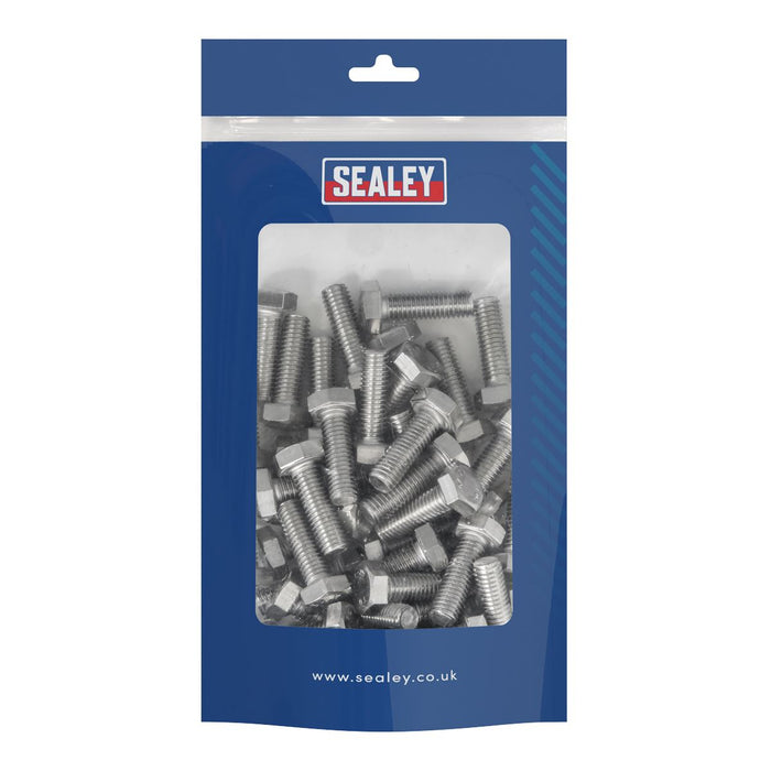 Sealey Stainless Steel Hex Head Set Screw DIN 933 - M8 X 25 A2 - Pack of 50 Sealey - Dynamic Drive