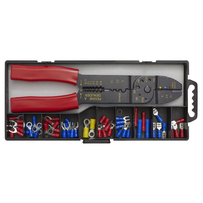 Siegen Crimping Tool Set with Insulated Terminals Wire Stripper Screw Cutter Siegen by Sealey  - Dynamic Drive