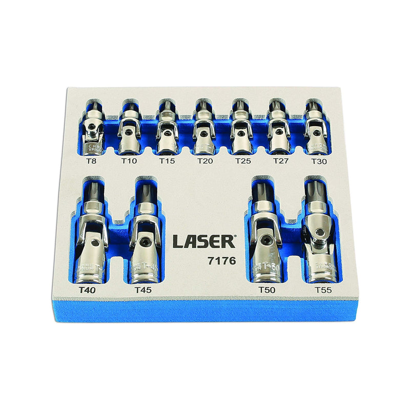 Laser Tamperproof U/J Star Socket Bit Set 1/4"D, 3/8"D 11pc 7176 Laser - Dynamic Drive