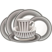 Camping Caravan Picnic Fishing Travel Melamine 16pc Dining Dinner Set - Stripe 7 Leisurewize - Dynamic Drive