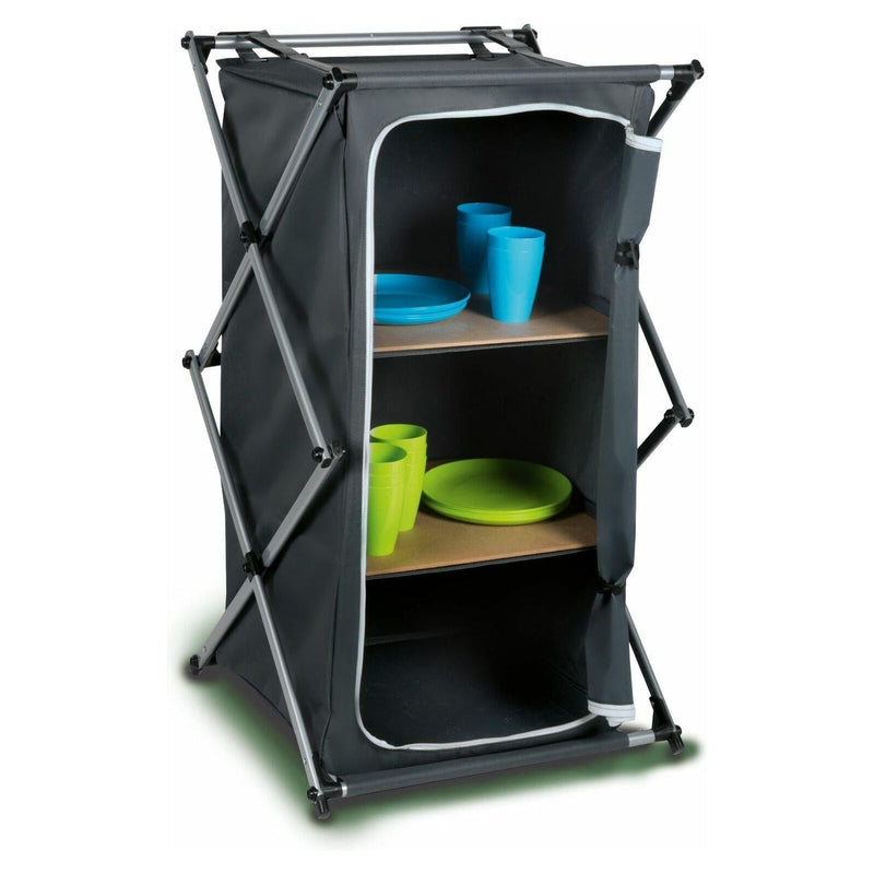 Camping Storage Cupboard Cabinet Folding Canvas Clothes Wardrobe 2 Shelves Camp Active - Dynamic Drive