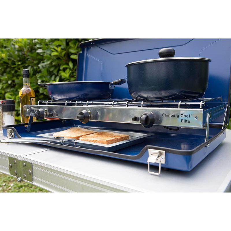 Campingaz Camping Chef Folding Double Burner Stove With Grill Campingaz - Dynamic Drive