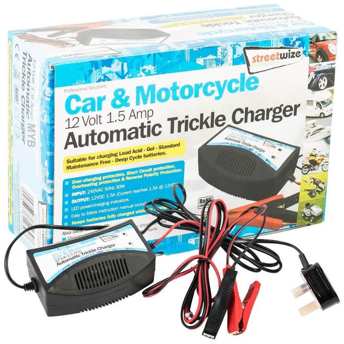Car 12v battery charger trickle charge for STORAGE automatic cut out DEEP cycle Streetwize - Dynamic Drive