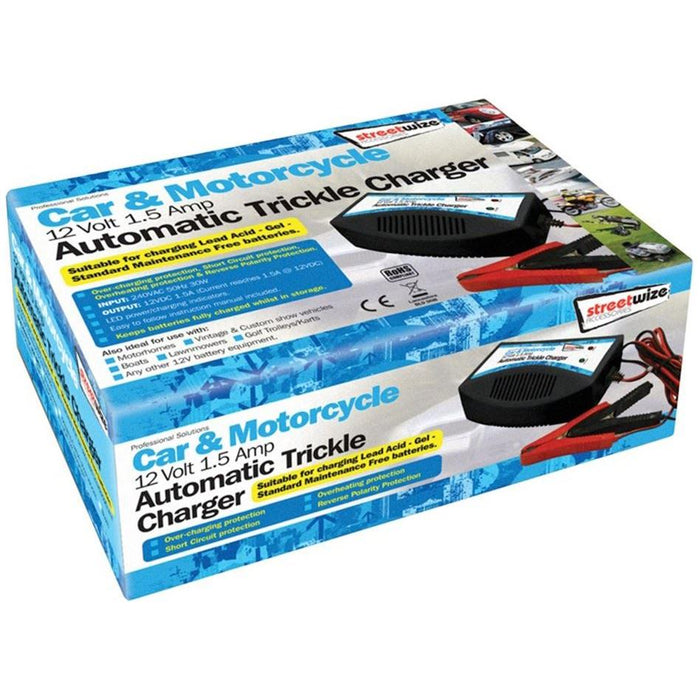 Car 12v battery charger trickle charge for STORAGE automatic cut out DEEP cycle Streetwize - Dynamic Drive