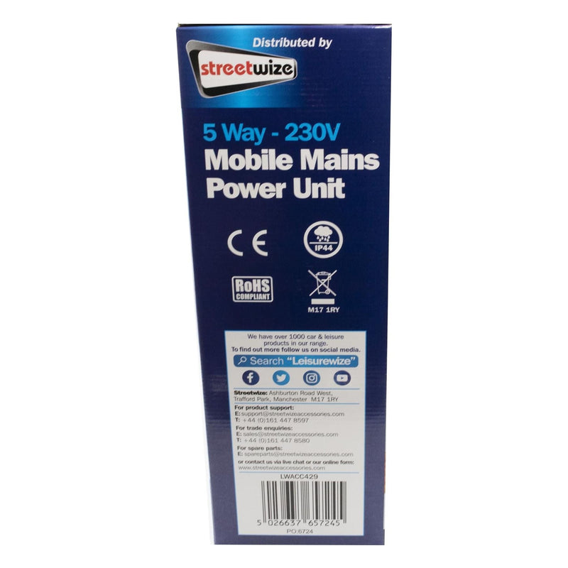 Caravan Camping 5 Way Mobile Mains USB Power Hookup Extension Lead RCD Unit C429 Leisurewize - Dynamic Drive