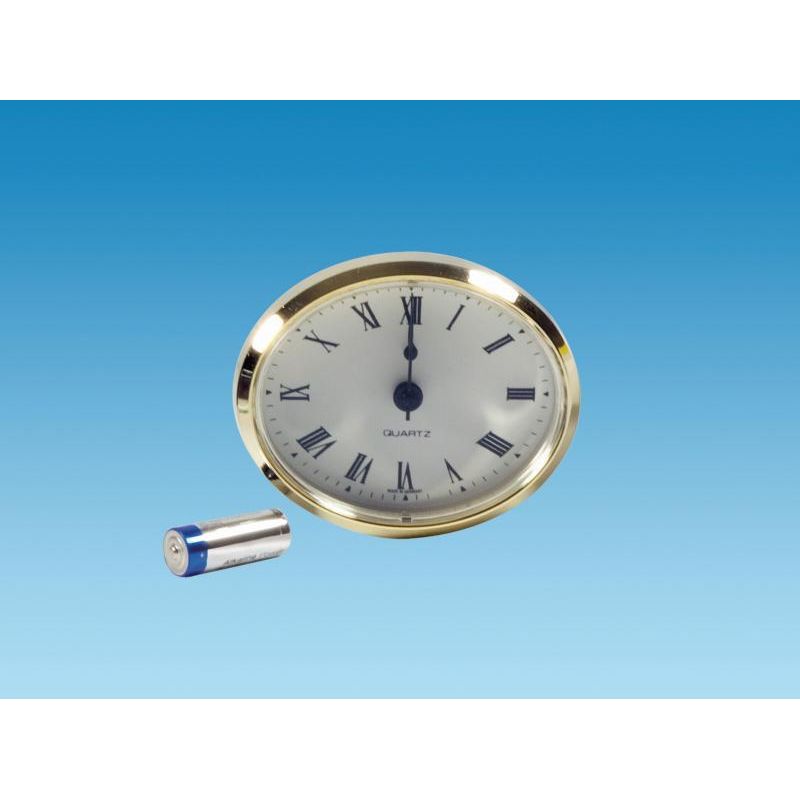 Caravan, Motorhome, Boat 72mm Brass Oval Clock White With Roman Numerals ME508 PLS - Dynamic Drive