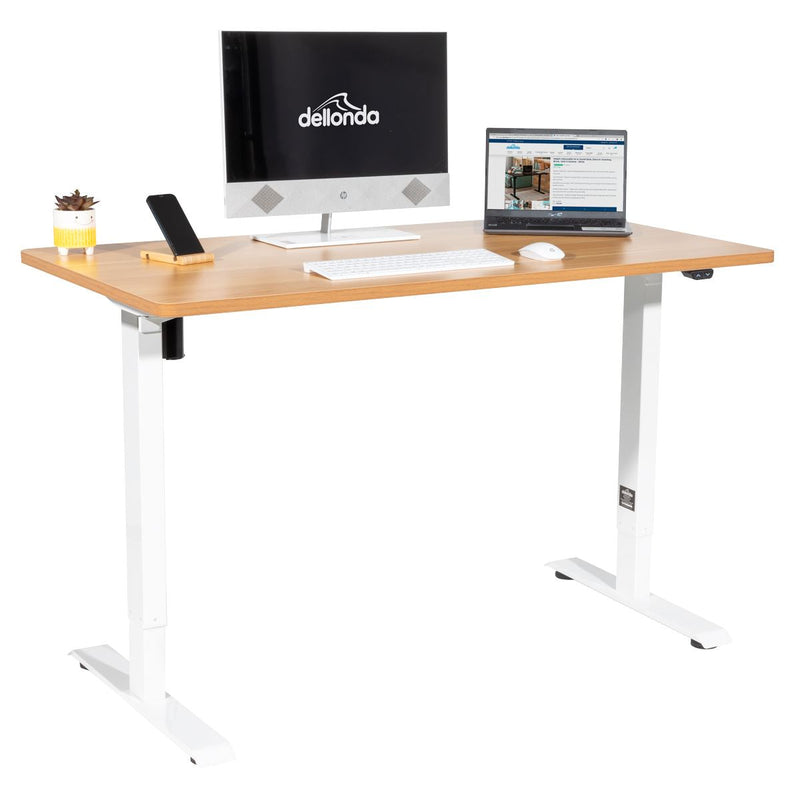 Dellonda Single Motor Adjustable-Height Electric Sit/Stand Desk - Oak Desktop Dellonda - Dynamic Drive