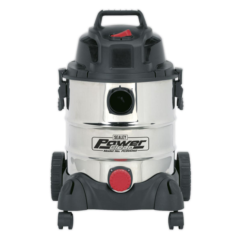 Sealey Vacuum Cleaner Industrial Wet & Dry 20L 1250W/230V Stainless Drum PC200SD Sealey - Dynamic Drive