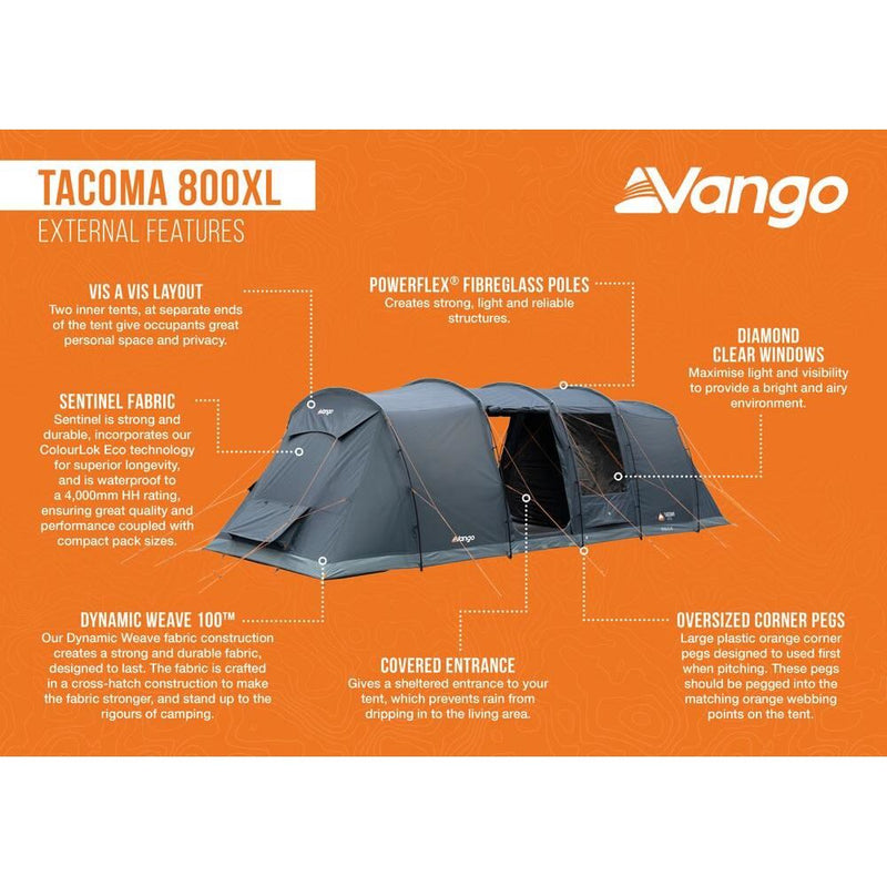 Vango Tacoma 800XL Package Tent 800XL Deep Blue Vango - Dynamic Drive