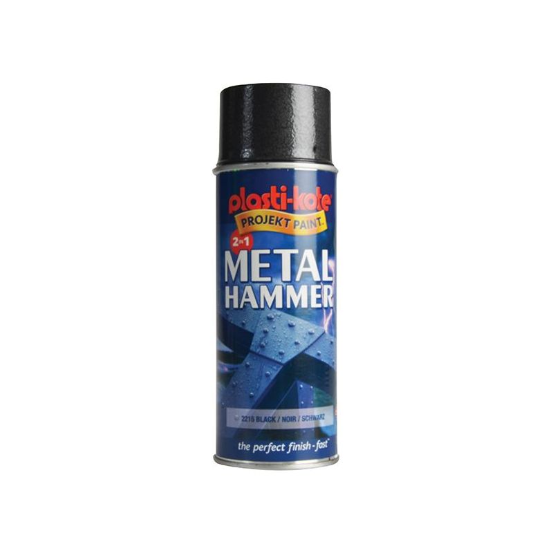 Plastikote Metal Paint Hammer Spray Black 400ml PlastiKote - Dynamic Drive