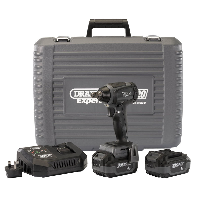 Draper XP20 20V Brushless Impact Wrench, 1/2", 300Nm, 2 x 4.0Ah Batteries, 1 x F Draper - Dynamic Drive