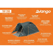 Vango Tay 200 Tent 2 Person Man Waterproof Outdoor Camping Hiking Festival Vango  - Dynamic Drive