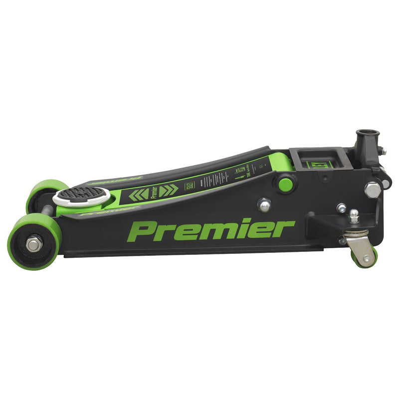 Sealey Premier Premier Low Profile Trolley Jack with Rocket Lift 4 Tonne - Green Sealey Premier - Dynamic Drive