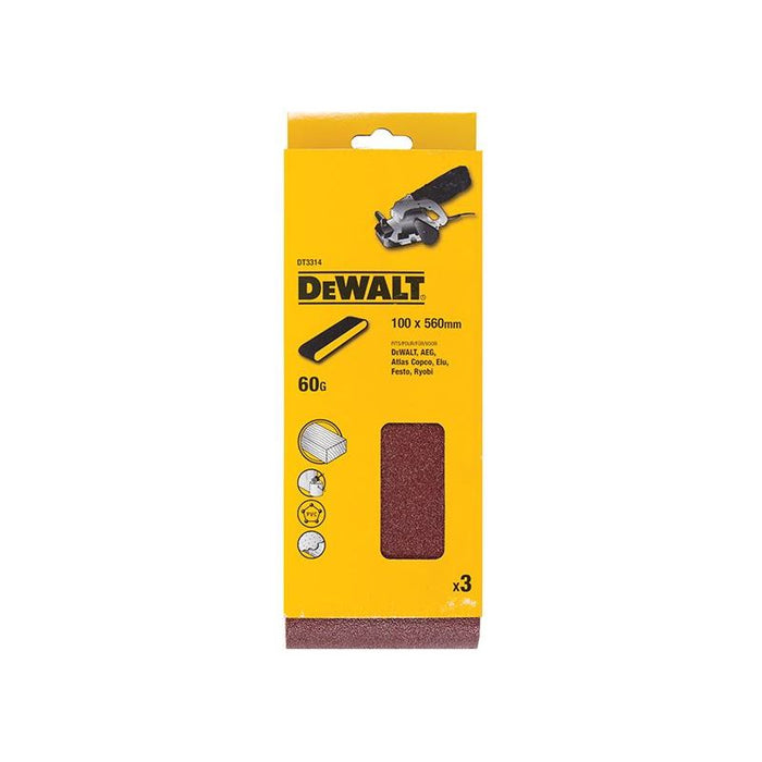 Dewalt Power Tools Sanding Belt 560 x 100mm 60G Pack of 3 DeWALT Power Tools - Dynamic Drive