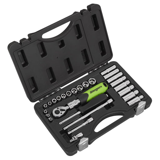 Siegen Socket Set Extending Ratchet 1/4"Sq Drive 26pc S01286 Siegen - Dynamic Drive