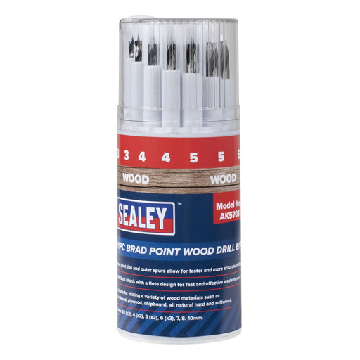 Sealey Brad Point Wood Drill Bit Set 11pc AK5703 Sealey - Dynamic Drive