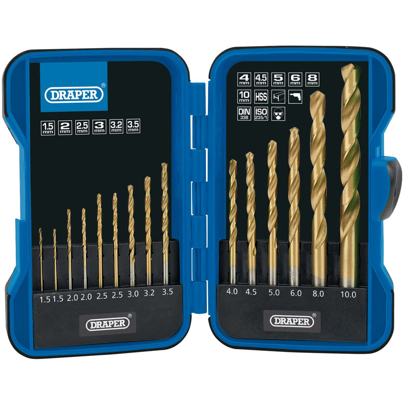 Draper Metric Titanium Nitride Coated HSS Drill Bit Set (15 Piece) 18549 Draper - Dynamic Drive
