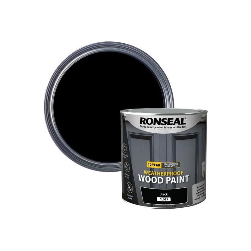 Ronseal 10 Year Weatherproof Wood Paint Black Gloss 2.5 litre Ronseal - Dynamic Drive