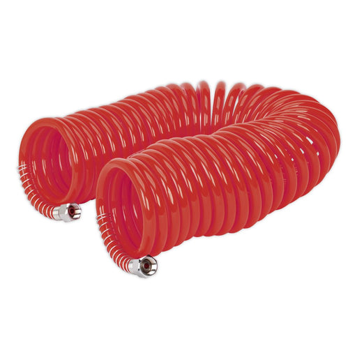 Sealey PU Coiled Air Hose with 1/4"BSP Unions 10m x 6mm AH10C/6 Sealey - Dynamic Drive