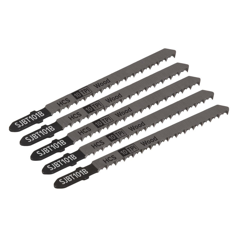 Sealey Jigsaw Blade Hard Wood 100mm 10tpi Pack of 5 SJBT101B Sealey - Dynamic Drive