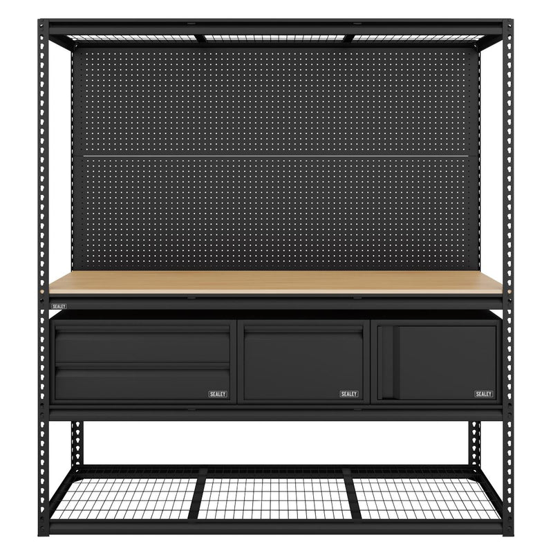 Sealey Heavy-Duty Modular Workbench & Racking Kit with 3 Storage Units Sealey - Dynamic Drive