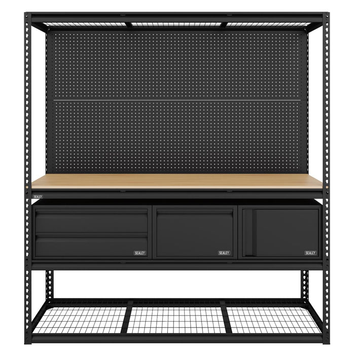Sealey Heavy-Duty Modular Workbench & Racking Kit with 3 Storage Units Sealey - Dynamic Drive