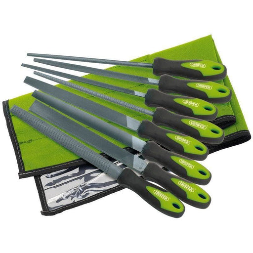 Draper Soft Grip Engineers File and Rasp Set, 200mm, Green (8 Piece) 04461 Draper - Dynamic Drive