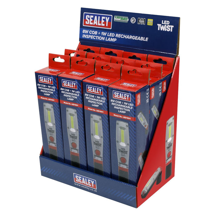Sealey Rechargeable Inspection Light 8W LED Display Box of 12 LED1001DB Sealey - Dynamic Drive