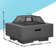 Dellonda Square Fire Pit with BBQ Grill Safety Mesh Screen Fire Poker Dark Grey Dellonda - Dynamic Drive