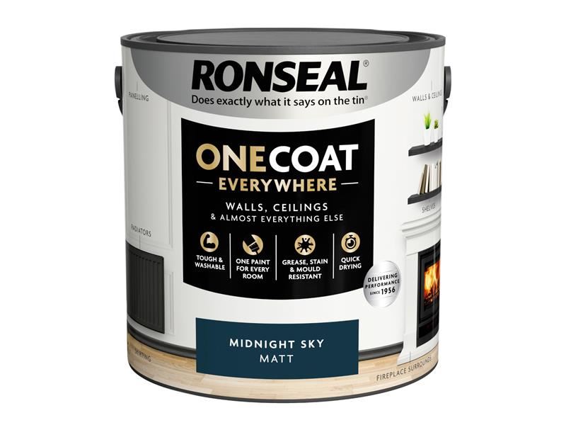 Ronseal One Coat Everywhere Interior Paint Midnight Sky Matt 2.5 litre Ronseal - Dynamic Drive