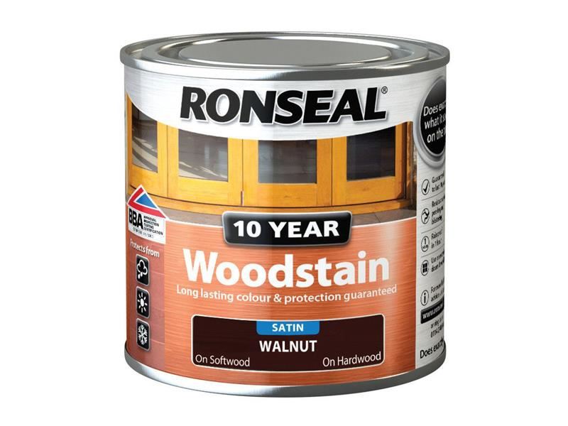 Ronseal 10 Year Woodstain Walnut 250ml Ronseal - Dynamic Drive