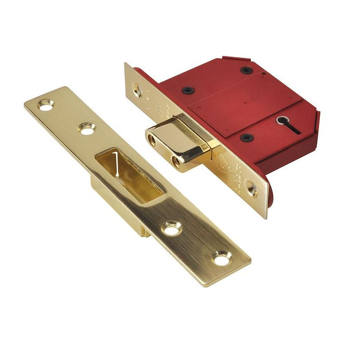 Union StrongBOLT 2100S BS 5 Lever Mortice Deadlock 68mm 2.5in Satin Brass Visi UNION - Dynamic Drive