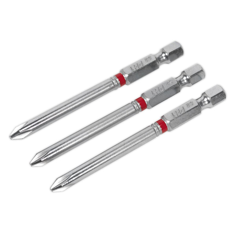 Sealey Power Tool Bit Phillips #1 Colour-Coded S2 75mm Pack of 3 AK210510 Sealey - Dynamic Drive