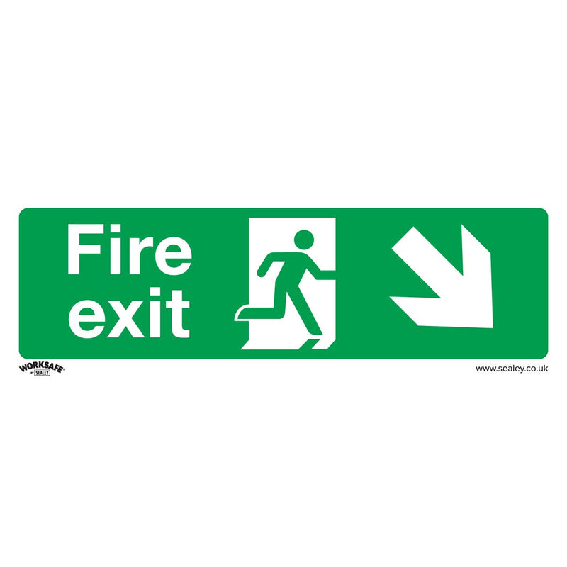 Sealey Safe Conditions Safety Sign Fire Exit (Down Right) Rigid Plastic Sealey - Dynamic Drive