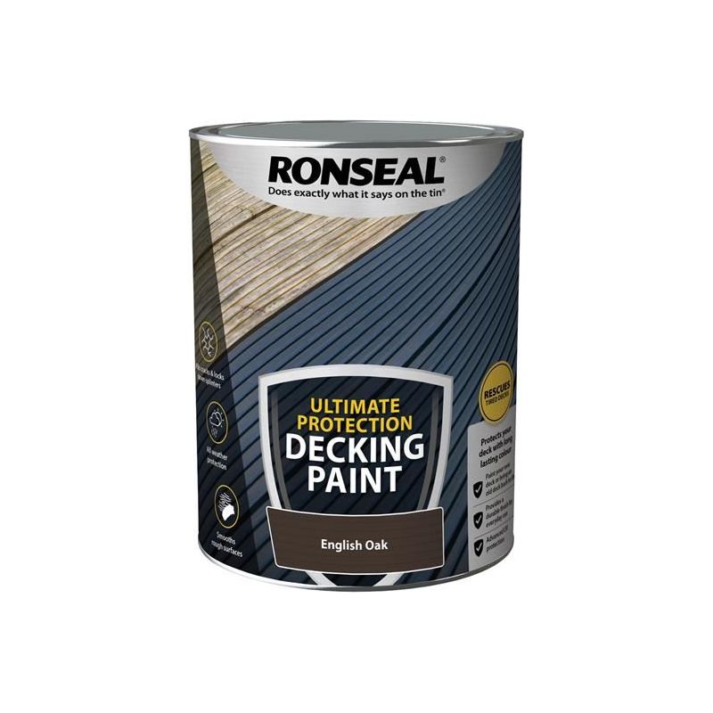 Ronseal Ultimate Protection Decking Paint English Oak 5 litre Ronseal - Dynamic Drive