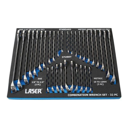 Laser AF/Metric Combination Spanner Set 32pc 6795 Laser - Dynamic Drive