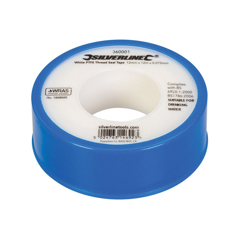 Silverline White PTFE Thread Seal Tape 10pk 12mm x 12m Silverline - Dynamic Drive
