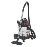 Sealey Vacuum Cleaner Industrial 20L 1400W/230V Stainless Drum Auto Start Sealey - Dynamic Drive