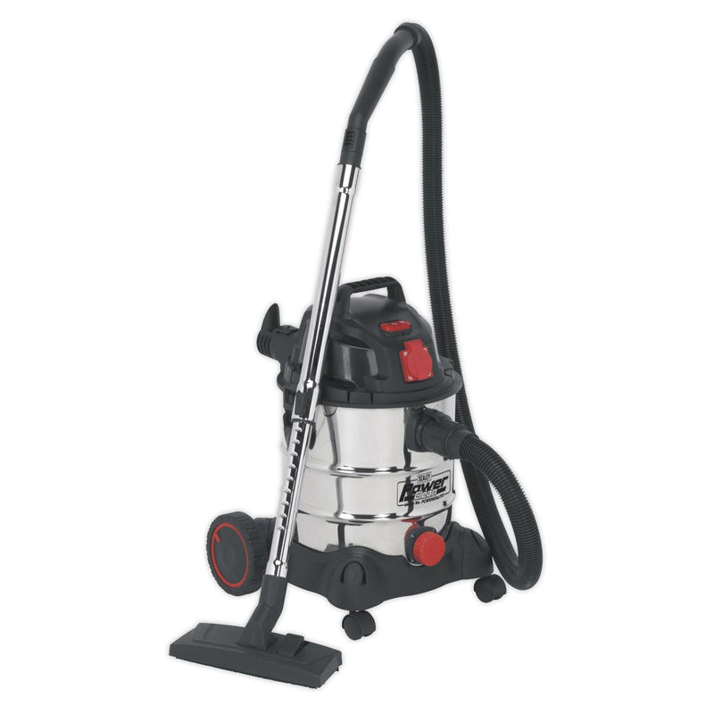 Sealey Vacuum Cleaner Industrial 20L 1400W/230V Stainless Drum Auto Start Sealey - Dynamic Drive