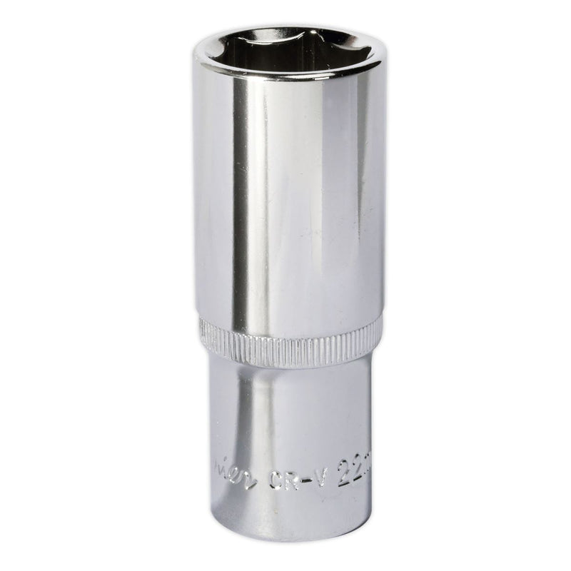Sealey WallDrive Socket 22mm Deep 1/2"Sq Drive Fully Polished SP1222D Sealey - Dynamic Drive