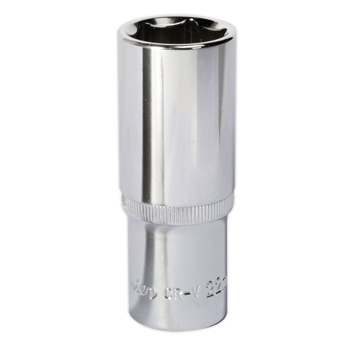 Sealey WallDrive Socket 22mm Deep 1/2"Sq Drive Fully Polished SP1222D Sealey - Dynamic Drive