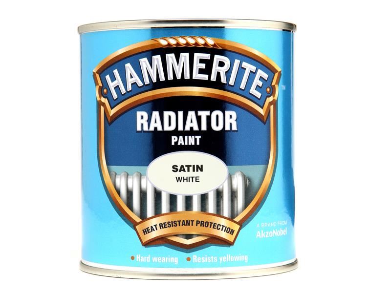Hammerite Radiator Paint Satin White 500ml Hammerite - Dynamic Drive