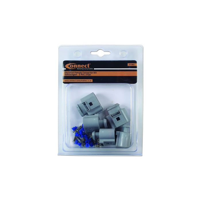 Connect for VW Electrical Female Connector 2.8mm 3 Pin Kit 35pc 37381 Tool Connection - Dynamic Drive