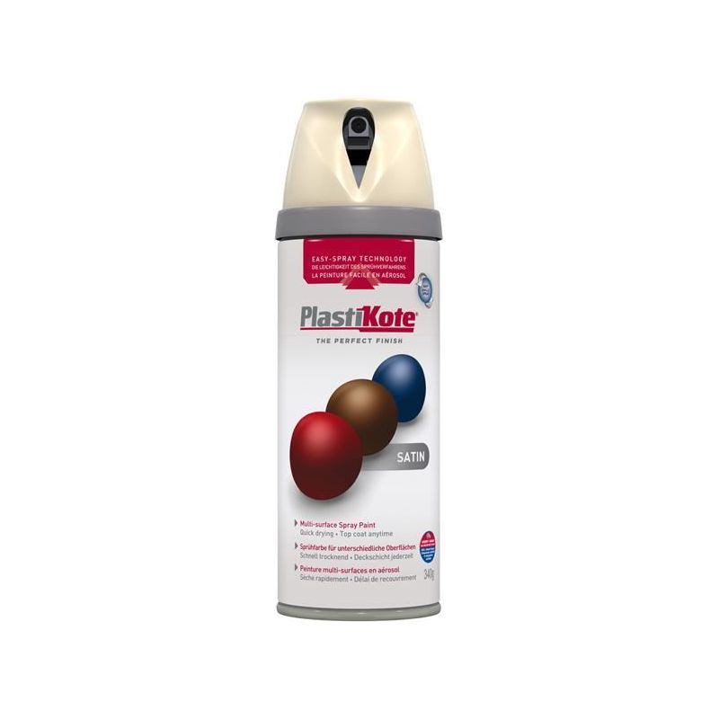 Plastikote Twist & Spray Satin Grey Beige 400ml PlastiKote - Dynamic Drive