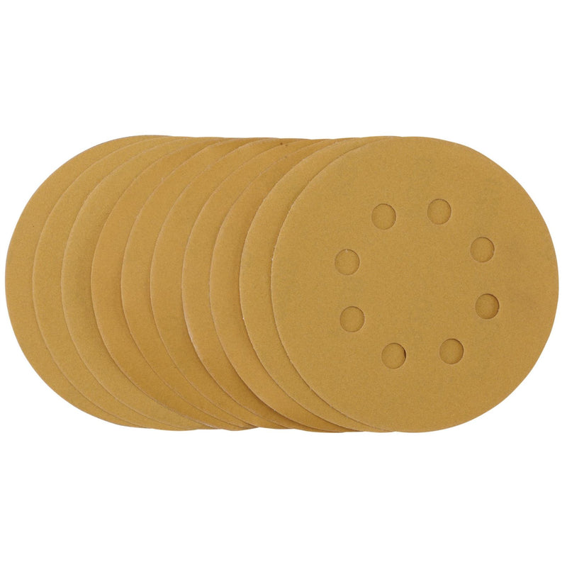 Draper Gold Sanding Discs with Hook & Loop, 125mm, 320 Grit (Pack of 10) 59766 Draper - Dynamic Drive