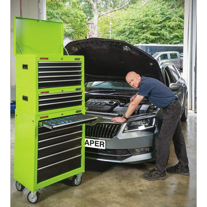 Draper Combination Roller Cabinet and Tool Chest, 15 Drawer, 26", Green 04596 Draper - Dynamic Drive