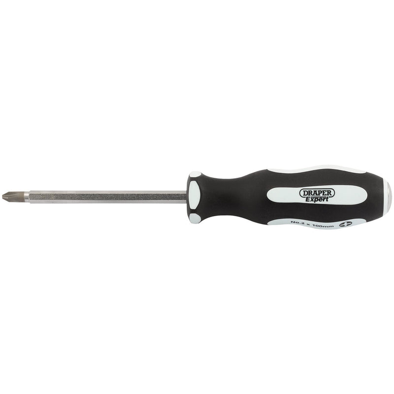 Draper 'Pound Thru' Cross Slot Soft Grip Screwdriver, No.2 x 100mm 35223 Draper - Dynamic Drive
