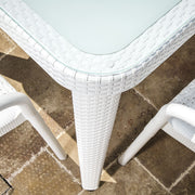 Dellonda Dining Tables with Tempered Glass Top 150 x 90 x 76cm - Ivory White Dellonda - Dynamic Drive