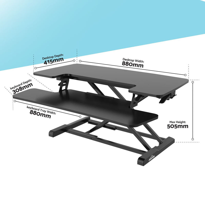 Dellonda 89cm Adjustable-Height Standing Desk Riser 15kg Capacity DH15 Dellonda - Dynamic Drive